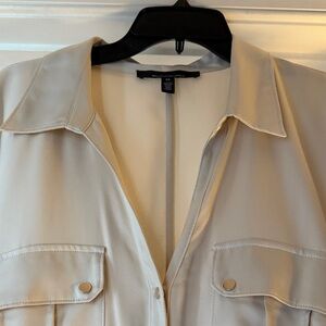 White House Black Market Light Beige belted dress